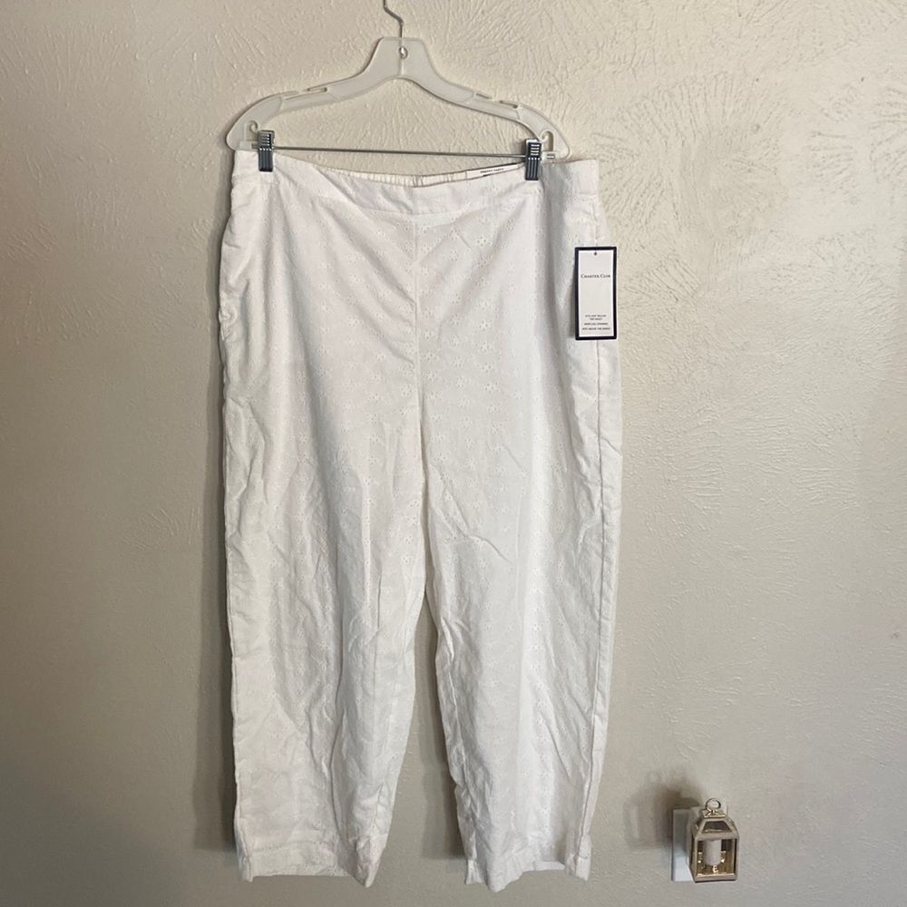 Charter Club Cropped Pointelle Womens Pull-On Pants X-Large Preppy Party NWT - Picture 1 of 10